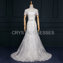 ALBIZIA Matching Ivory Boat Neck Lace Applique Tulle Beads Mermaid Wedding Dresses