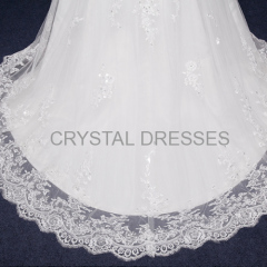 ALBIZIA Matching Ivory Boat Neck Lace Applique Tulle Beads Mermaid Wedding Dresses