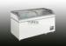 Curve glass aluminum Island Freezers 750L for Supermarket food stock
