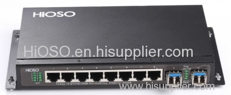 Node type Industrial Ethernet Switch with 8 10/100M RJ45 ports and 2 1000M SFP ports