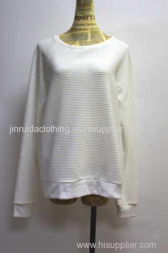 Women's stair cloth round collar knitted T-shirt