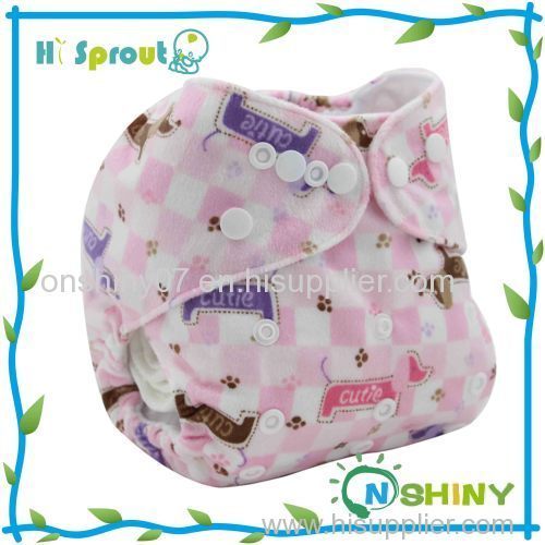 Hot Sale reusable baby minky printed velcro cloth diapers