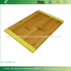 Meat Bamboo Wooden Cutting Board Butcher Block with Non-Slip Color Silicone Edges Set