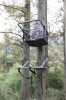 One man hang on tree stand