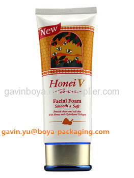 facial foam cosmetic tube packaging container with metalized top cap