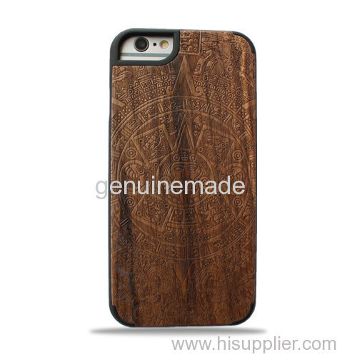 New design premium wood phone case solid phone protective cord back high quaility Iphone6/6P Maya Totem