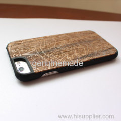 New design premium wood phone case solid phone protective cord back high quaility Iphone6/6P Maya Totem