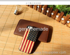 New design premium wood phone case solid phone protective cord back high quaility Iphone6/6P U.S. Flag