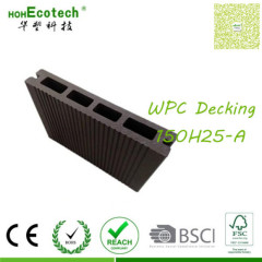 150x25mm wood plastic composite decking with wood grain