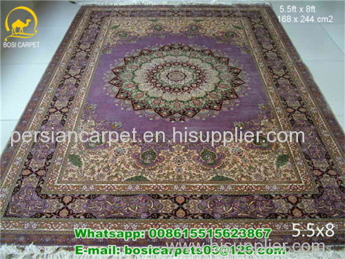 5.5x8ft Purple Persian Silk Carpet Fashionable Design Natural Dying persian isfahan rugs for sale