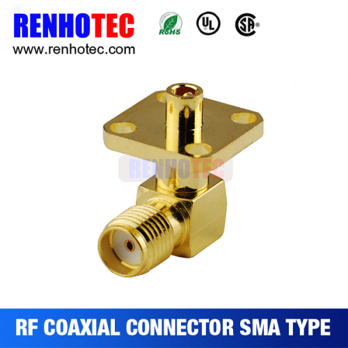 Right Angle 4 Hole Flanges SMA Jack Connector