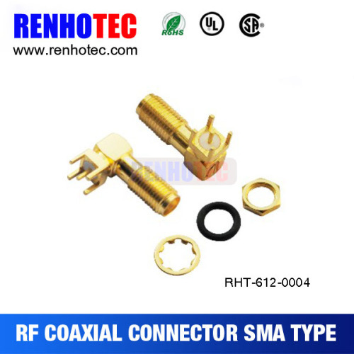 Right Angle SMA Jack For PCB Receptacle Connector