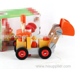 New wooden toy Removable wooden puzzle intellectual development hands forklift simulation toys