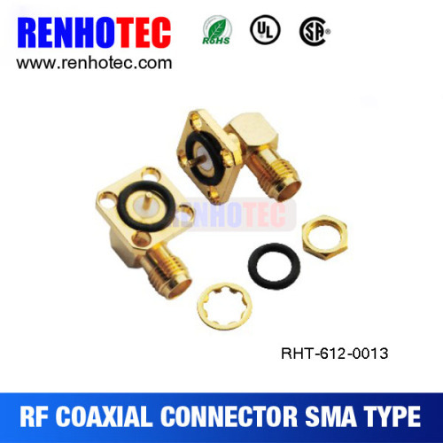 Right Angle SMA 4 Hole Flange Jack Connector