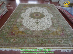 Green Color Silk Carpet Big Size 10x14 Single knots Rugs Leader of Carpets Export Factory