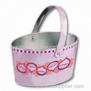 Oval shape storage usage metal basket with handle