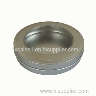 Round seamless lid window cosmetic tin box