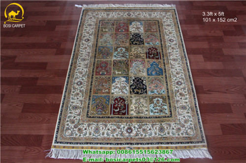 Small Size Single Color Hand Made Carpet Silk Turkey Carpet Decorative Rug