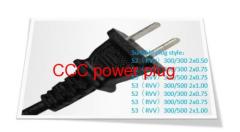Chinese plug with online handswitch PVC power cord set CCC cable CQC plug