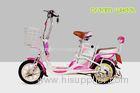 Mini Cool Pedal Assist Electric Bike 350W 48V Pink White Fashion Throttle System