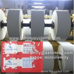 Custom Breakable Warranty Sticker Material Rolls From China Breakable Tamper Evident Adhesive Label Materials Factory
