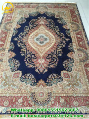 5.5x8ft Blue Silk Carpet Tarbiz Silk Handmade Carpet on Sale Living Room Use Carpet