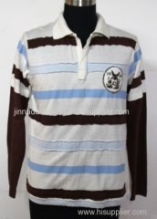 Men's cutting stripe Polo shirt