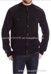 Men's Mix Media Button-Up Jacket with Faux Suede