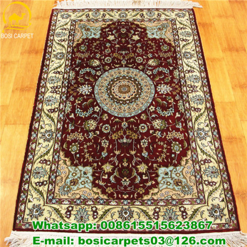 2.5x4 red house carpet silk flower hand woven rugs oriental silk carpet
