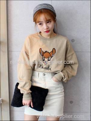 hot sale sportwear embroid fawn Spring Autumn Sweatshirts