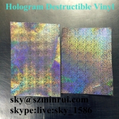 holographic breakable security self destructible vinyl materials/holographic destructive vinyl