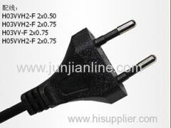 wholesale price 250v Standrad 2 pin plug power wire cable