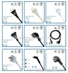 China CCC 3pin power cord with connect plug