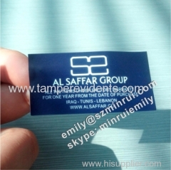 Custom Background Color Printed White Texts Breakable Destructible Eggshell Seal Stickers With Customized Company Name