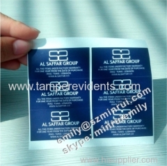 Custom Background Color Printed White Texts Breakable Destructible Eggshell Seal Stickers With Customized Company Name