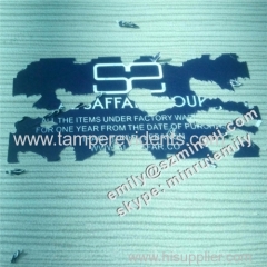 Custom Background Color Printed White Texts Breakable Destructible Eggshell Seal Stickers With Customized Company Name