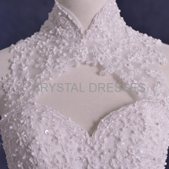 ALBIZIA Gorgeous Beading Ivory High Collar Lace Tulle with Jacket beautiful Mermaid Wedding Dresses