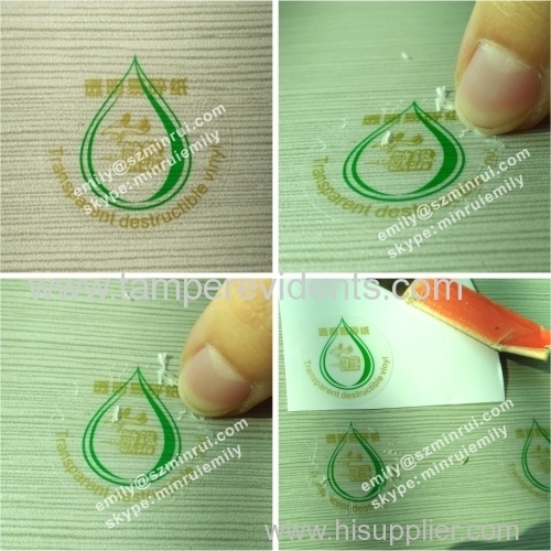 Clear Brittle Destructible Security Seal Stickers
