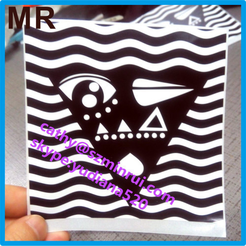 Cheaper custom white eggshell sticker black printing 10x10cm