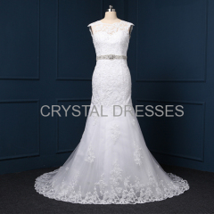 ALBIZIA Fashion Ivory Lace Beading Off-the-shoulder Sweep/Brush Mermaid Wedding Dresses
