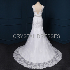 ALBIZIA Fashion Ivory Lace Beading Off-the-shoulder Sweep/Brush Mermaid Wedding Dresses