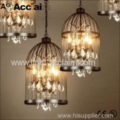 American Birdcage Crystal Lighting Asian black lamp rust lighting Crystal candle lights Wrought iron chandelier