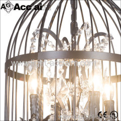 American Birdcage Crystal Lighting Asian black lamp rust lighting Crystal candle lights Wrought iron chandelier