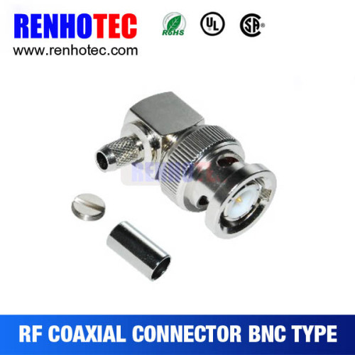 Renhotec Right Angle BNC Plug Electrical Crimp Cable RF Connectors for RG58 RG59 RG6