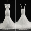 ALBIZIA sparkle Ivory Boat Neck Beads Lace Satin monsoon Sweep/Brush Mermaid Wedding Dresses