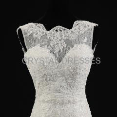 ALBIZIA sparkle Ivory Boat Neck Beads Lace Satin monsoon Sweep/Brush Mermaid Wedding Dresses