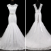 ALBIZIA Simple Ivory Scoop Lace Tulle V-Back modest Mermaid Wedding Dresses