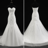 ALBIZIA Simple Ivory Lace Tulle Applique Beads Long Mermaid Wedding Dresses