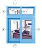 5 mm Blue Aluminum Slider Window / Double Sliding Window With Tempered Glass