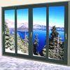 Aluminum Double Sliding Glazed Doors / Tea Glass Double Slider Patio Doors